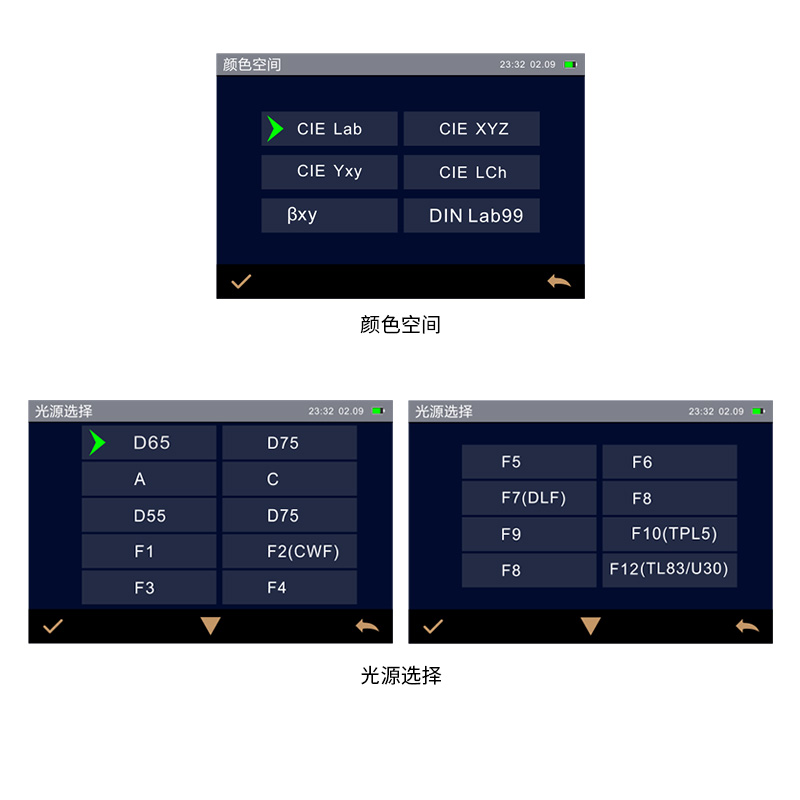 多种颜色测量空间,多种观测光源